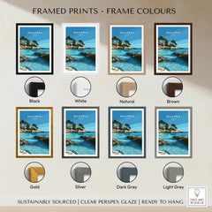 Mallorca Spain Coastal Cove Travel Poster — framed print colour options