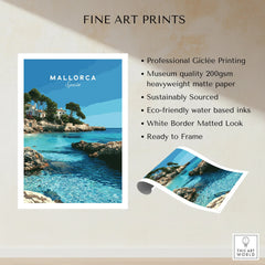 Mallorca Spain Coastal Cove Travel Poster — fine art print unframed quality details