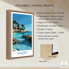 Mallorca Spain Hidden Cove Wall Art — framed canvas float frame details quality