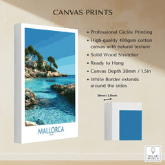 Mallorca Spain Hidden Cove Wall Art — canvas print stretched cotton canvas details