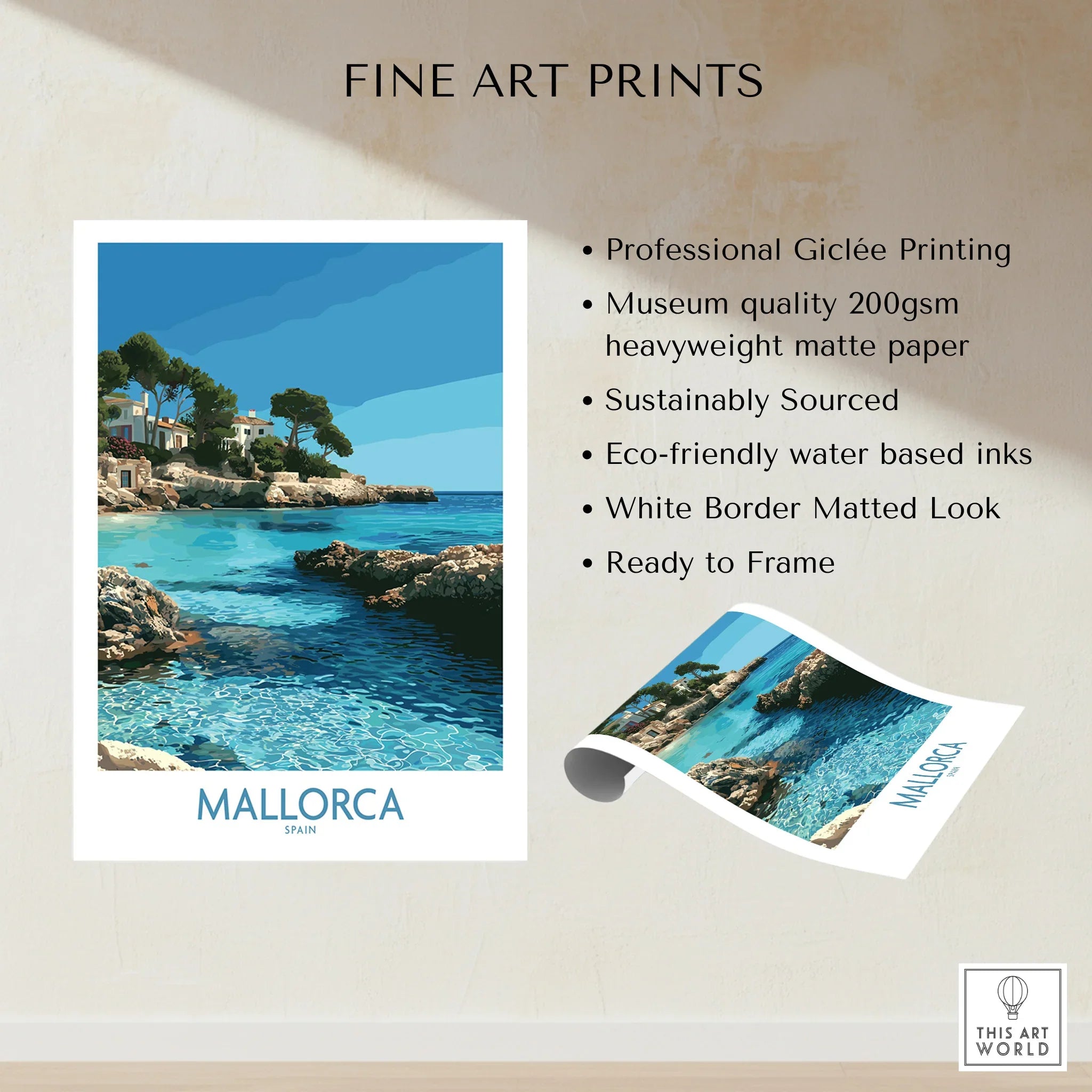 Mallorca Spain Hidden Cove Wall Art — fine art print unframed quality details