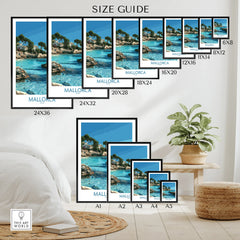 Mallorca Spain Hidden Cove Wall Art — wall art poster size guide thisartworld
