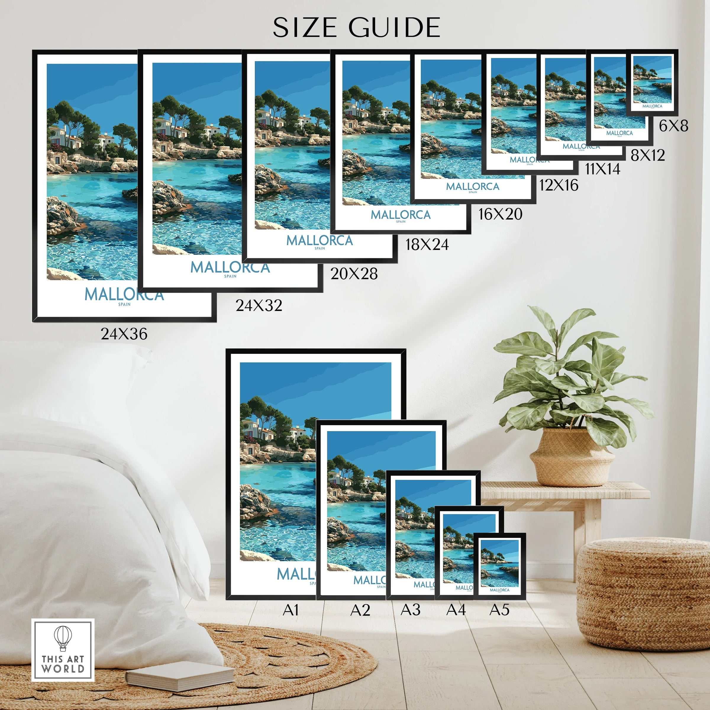 Mallorca Spain Hidden Cove Wall Art — wall art poster size guide thisartworld