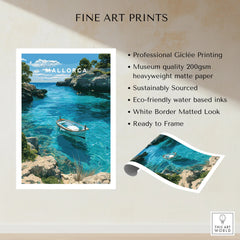 Mallorca Spain Turquoise Bay Travel Poster — fine art print unframed quality details