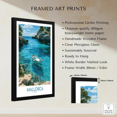 Mallorca Spain Rowing Boat Wall Art — framed print details measurements quality details