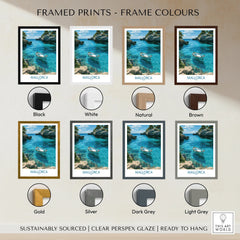 Mallorca Spain Rowing Boat Wall Art — framed print colour options