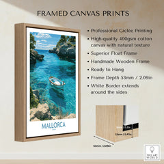 Mallorca Spain Rowing Boat Wall Art — framed canvas float frame details quality