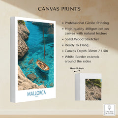 Mallorca Spain Cove Sailboat Wall Art — canvas print stretched cotton canvas details