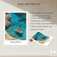 Mallorca Spain Cove Sailboat Wall Art — fine art print unframed quality details