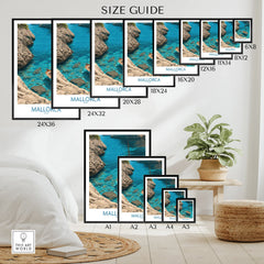 Mallorca Spain Cove Sailboat Wall Art — wall art poster size guide thisartworld