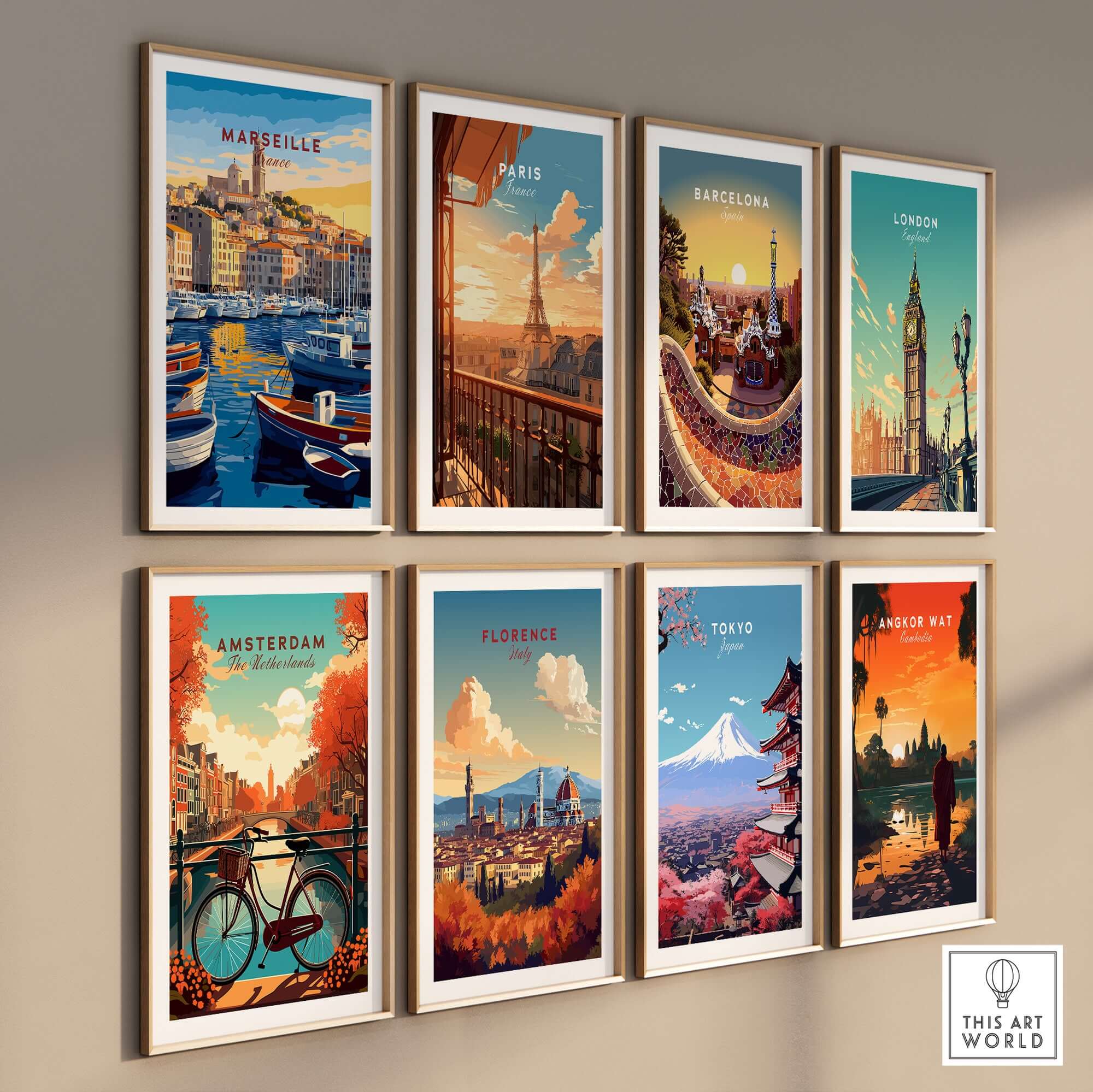 Marseille France Art Print - Old Port Poster, Cityscape Wall Decor showcasing iconic cityscapes in vibrant colors.