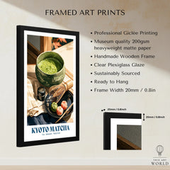 Kyoto Matcha Japanese Kitchen Wall Art - framed print details measurements quality details