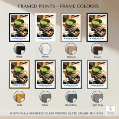 Kyoto Matcha Japanese Kitchen Wall Art - framed print colour options