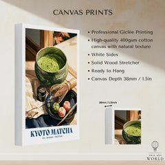 Kyoto Matcha Japanese Kitchen Wall Art - canvas print stretched cotton canvas details