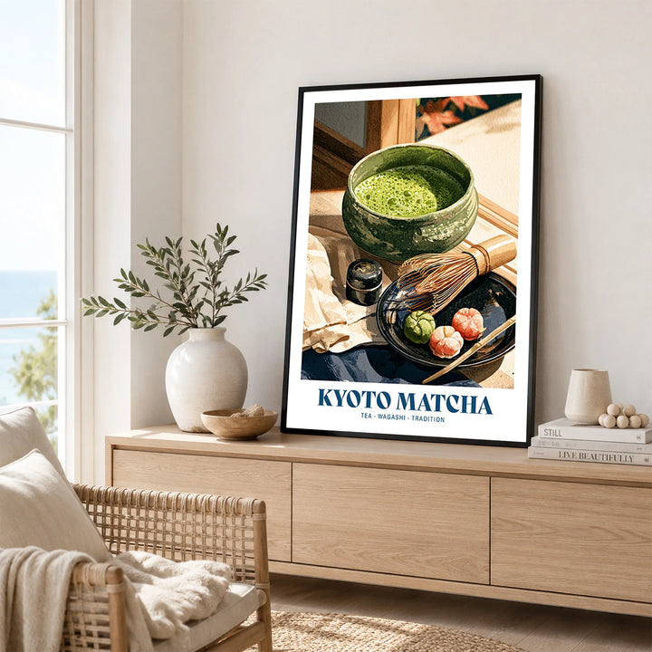 Kyoto Matcha Japanese Kitchen Wall Art - framed artwork living room lifestyle setting