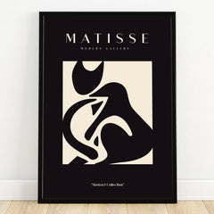 Framed black and beige abstract Matisse art print with modern minimalist design