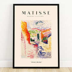 Framed Matisse-inspired abstract art print with colorful brushstrokes on wall