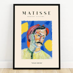 Framed Matisse-inspired modern art print with colorful abstract portrait, home wall decor