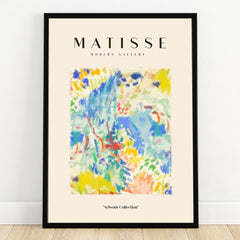 Abstract Matisse-inspired art print in black frame, colorful modern wall decor