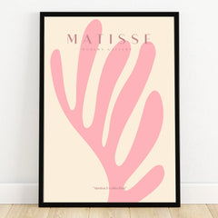 Pink abstract modern art print in black frame, minimalist wall decor poster
