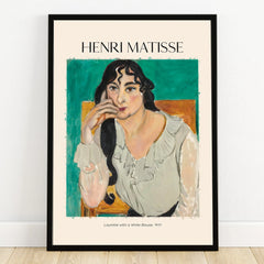 Henri Matisse art print of Laurette with a White Blouse, 1917, in a black frame