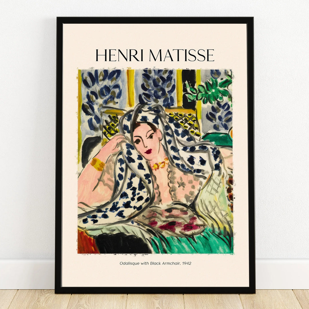 Matisse art print Odalisque with Black Armchair, 1942, in black frame, wall decor