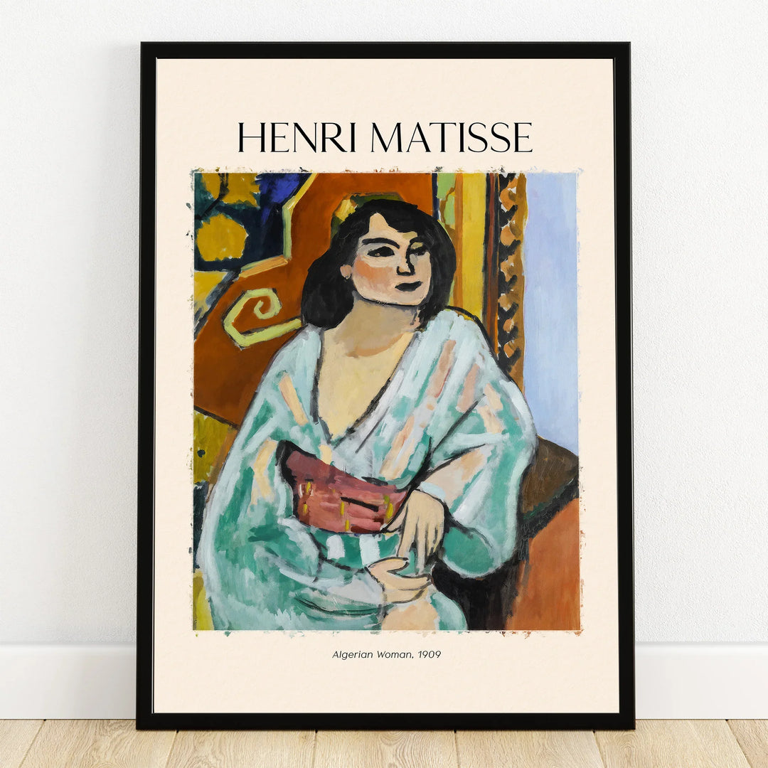 Framed Henri Matisse art print of Algerian Woman 1909 in colorful abstract style