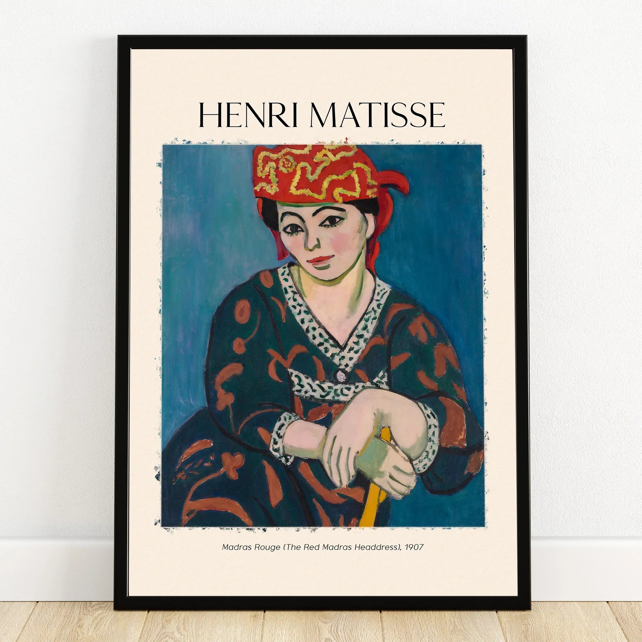 Framed Henri Matisse wall art print featuring 'Madras Rouge' painting in bold colors