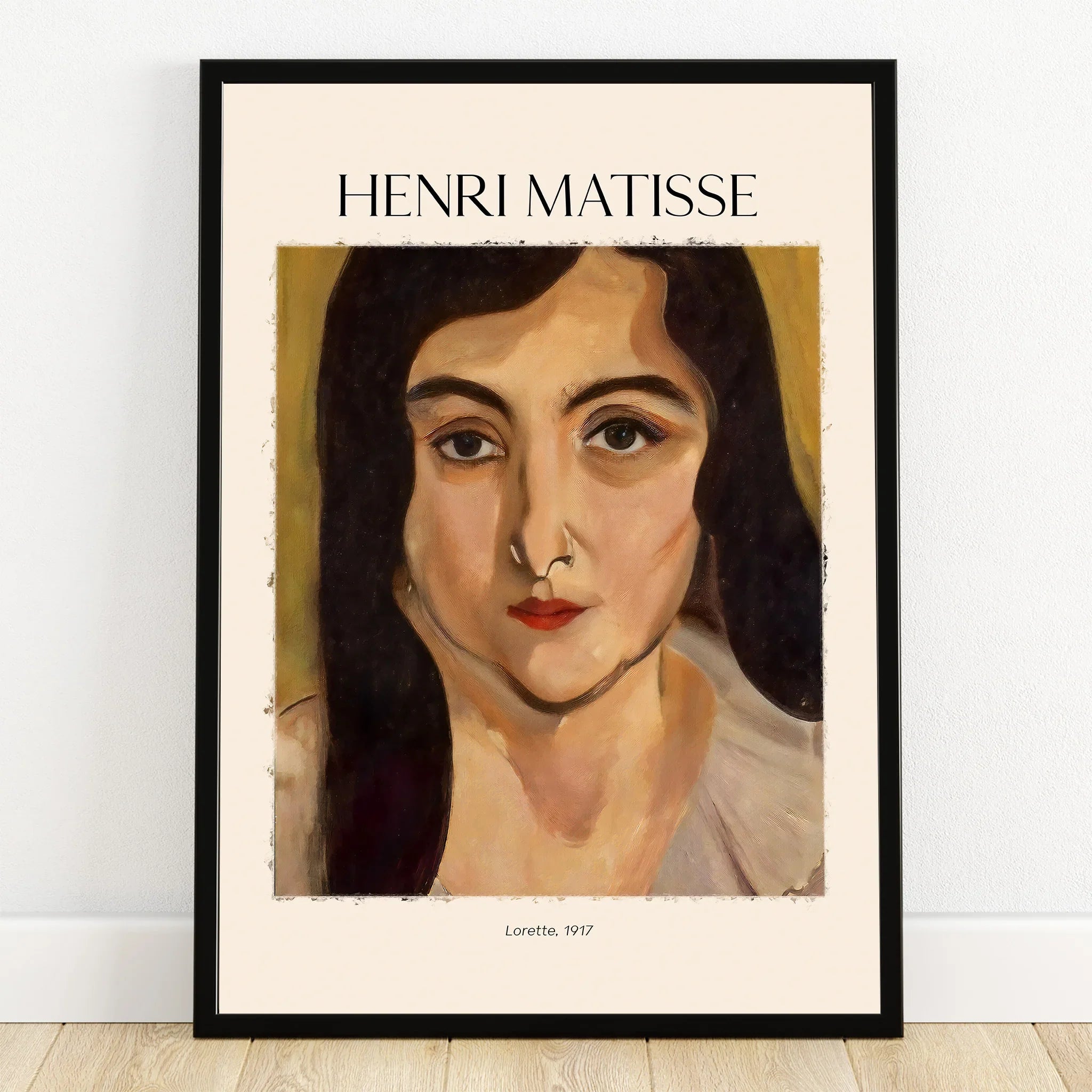 Framed Henri Matisse portrait print Lorette 1917, vintage wall art for home decor.