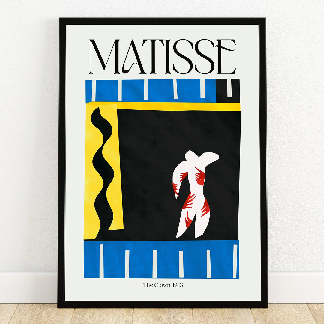 Framed Matisse art print featuring abstract figure, bold colors, and modern wall decor style