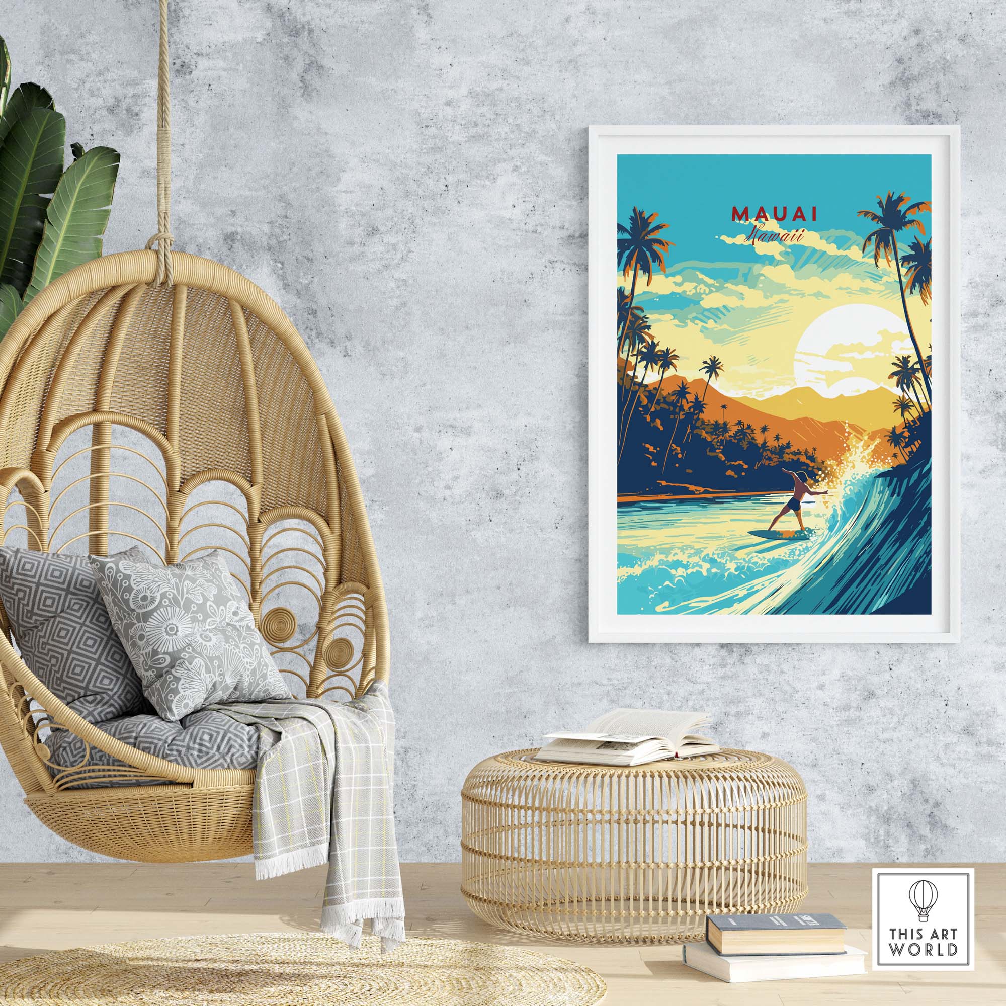 Maui Hawaii Surf Print - Vibrant Island Art – This Art World