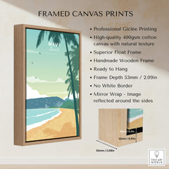 Maui Print Wall Art Poster framed canvas print featuring serene beach and palm trees, perfect for home decor.