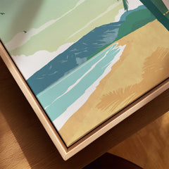 Maui Print Wall Art Poster showcasing a serene beach scene with palm trees and minimalist design.