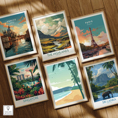Maui Print Wall Art Poster among travel posters of Venice, The Highlands, Paris, Singapore, and Sri Lanka.