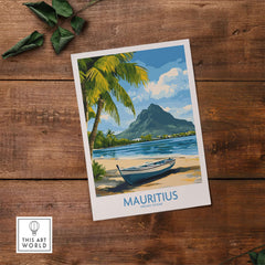 Mauritius Beach Poster - Tropical Island Art for Sale, Seashore Landscape featuring a serene tropical scene.