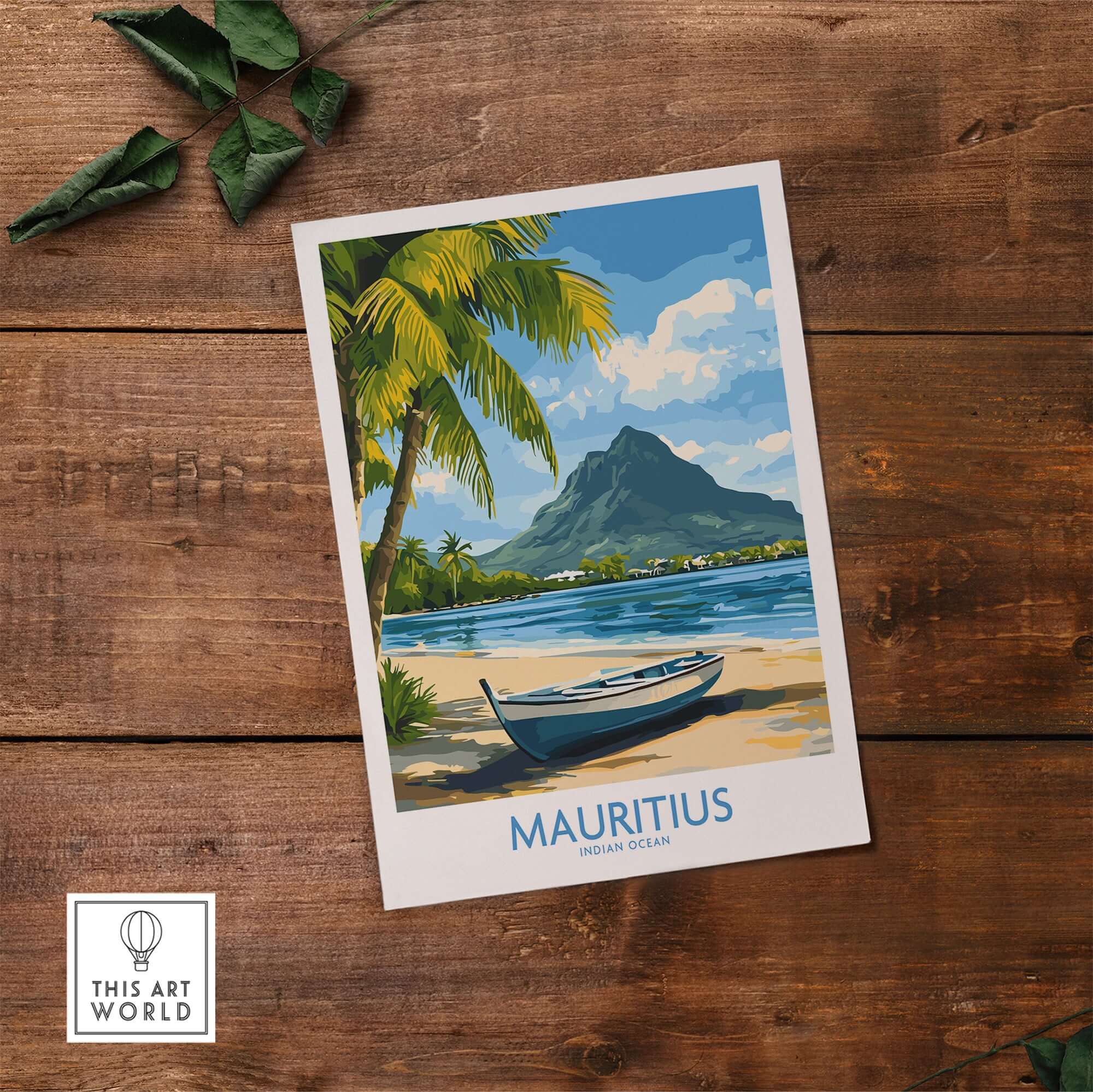 Mauritius Beach Poster - Tropical Island Art for Sale, Seashore Landscape featuring a serene tropical scene.