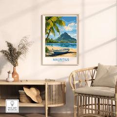 Mauritius Beach Poster - Tropical Island Art for Sale, Seashore Landscape in stylish interior decor.