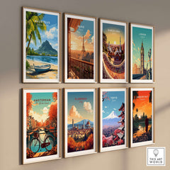 Mauritius Seascape Art Print - Tropical Wall Poster, Island Decor for Sale displayed with other city posters.