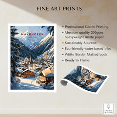 Mayrhofen Ski Wall Art Print showcasing professional Giclée printing on museum quality paper.