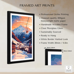 Ski Print Mayrhofen Austria framed art print showcasing stunning mountains and skiing scenery.