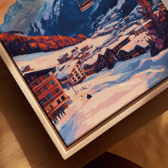 Ski Print Mayrhofen Austria featuring a picturesque view of the snowy slopes and charming mountain village.