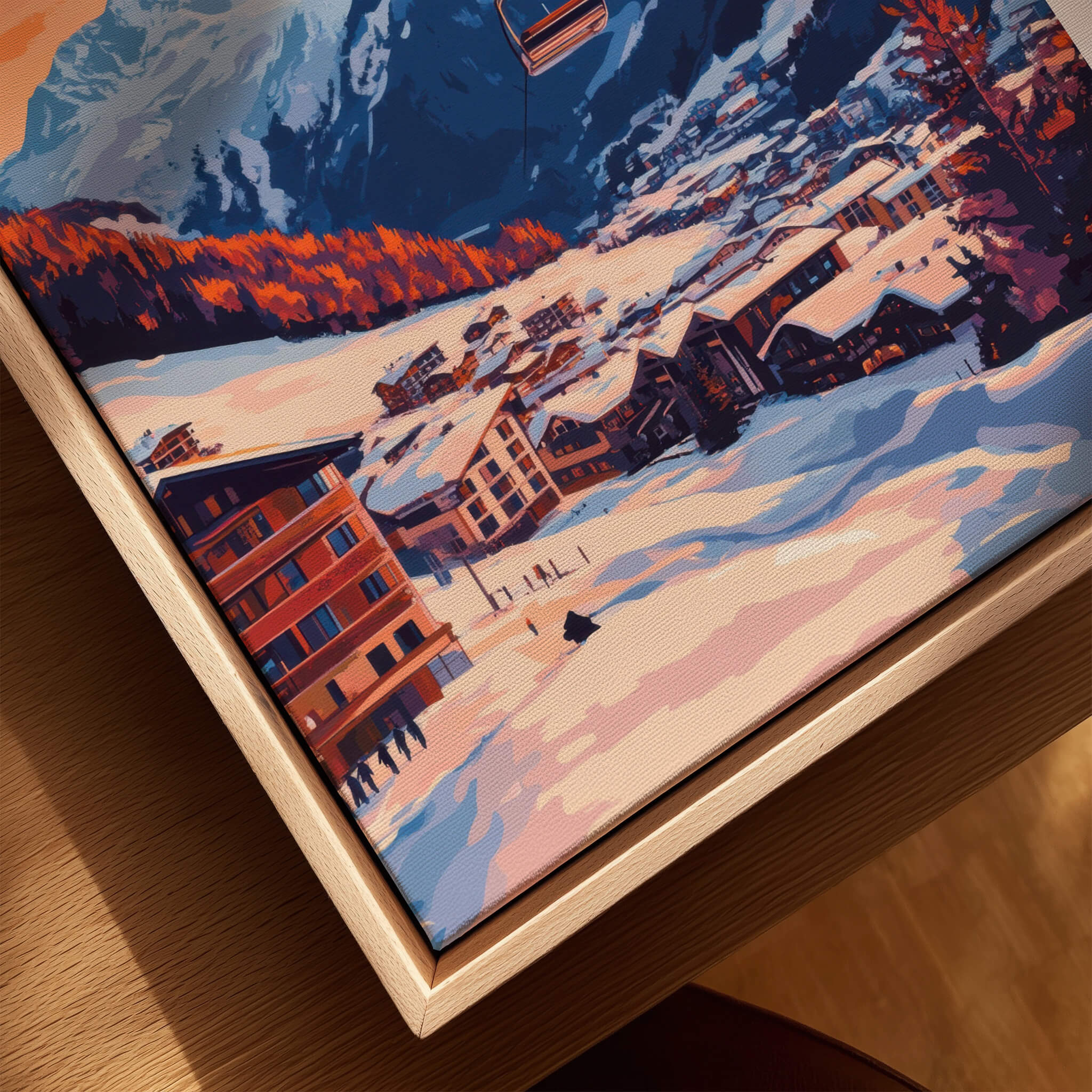 Ski Print Mayrhofen Austria featuring a picturesque view of the snowy slopes and charming mountain village.