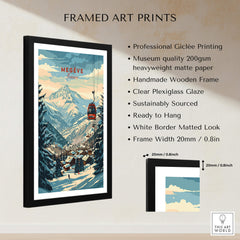 Megève Wall Art Print - France framed art print featuring ski gondola in the Alps with clear plexiglass glaze.