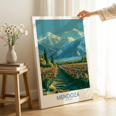 Mendoza Argentina Andes Wall Art — canvas print mirror edge hand holding room setting
