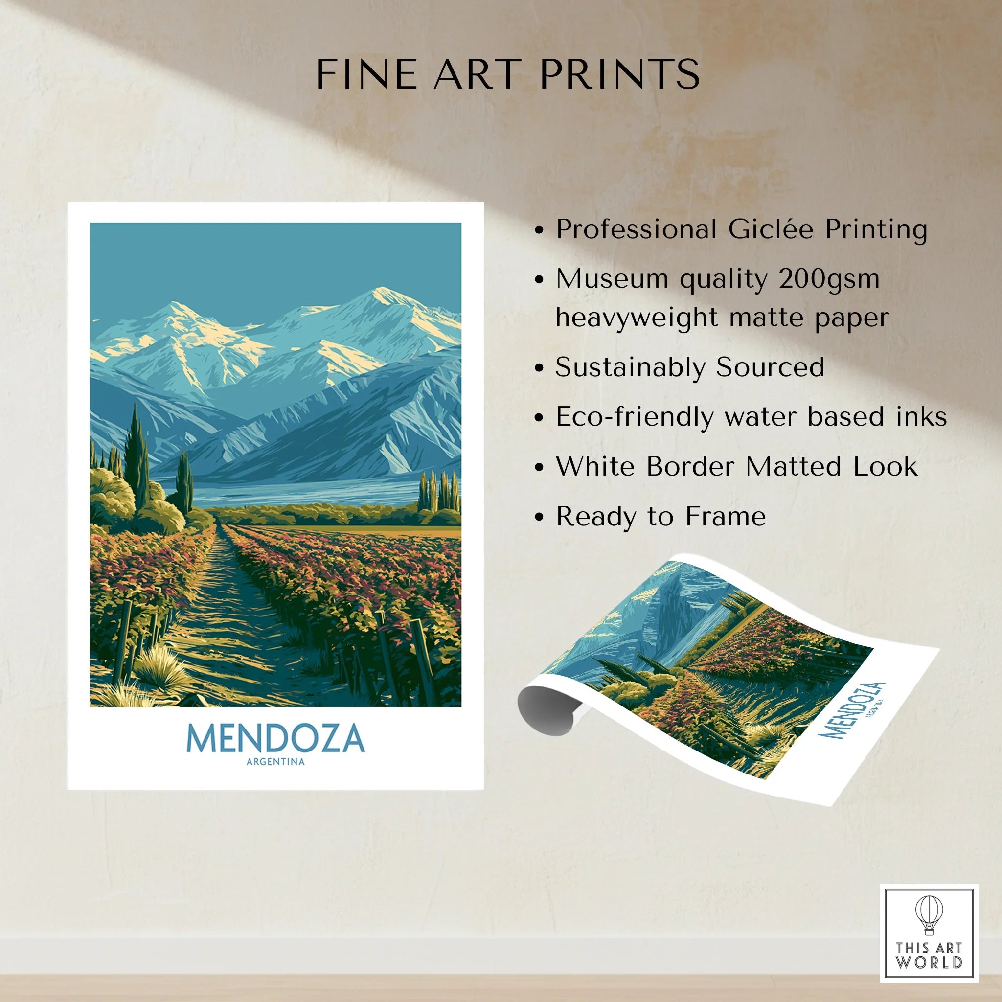 Mendoza Argentina Andes Wall Art — fine art print unframed quality details