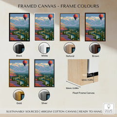 Mendoza Argentina Balloon Travel Poster — framed canvas float frame colour options