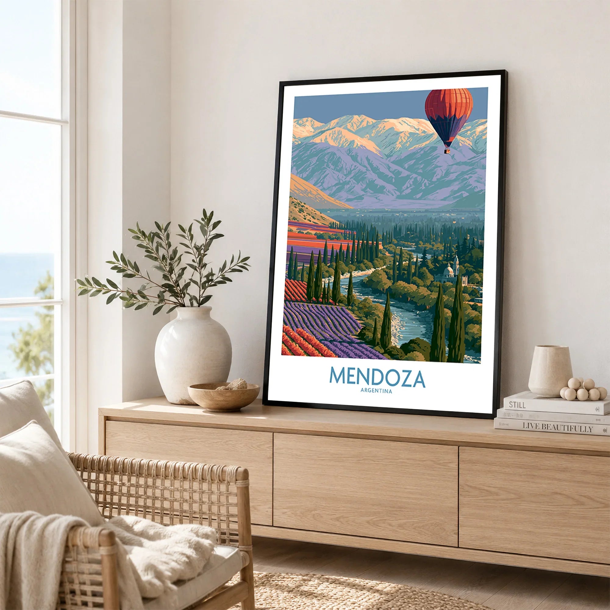 Mendoza Argentina Valley Wall Art — framed artwork living room lifestyle setting