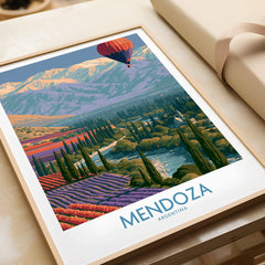 Mendoza Argentina Valley Wall Art — framed art print closeup gift unwrapped natural frame