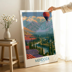 Mendoza Argentina Valley Wall Art — canvas print mirror edge hand holding room setting