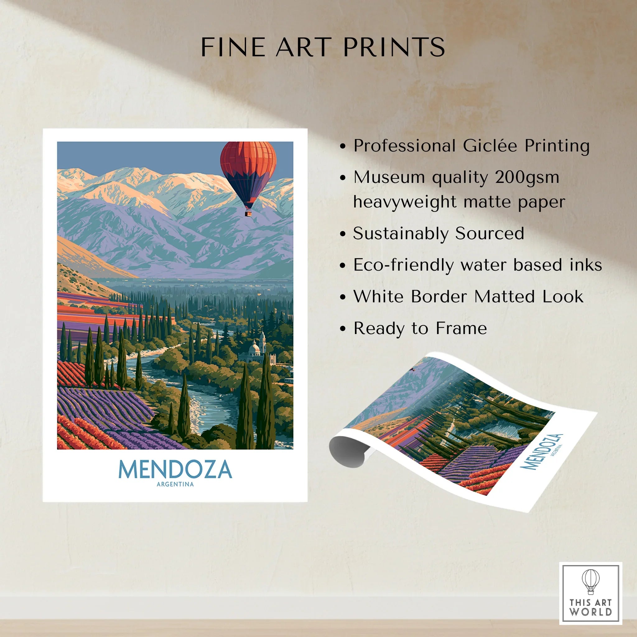 Mendoza Argentina Valley Wall Art — fine art print unframed quality details
